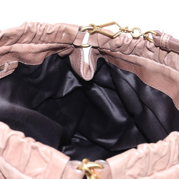Miu Miu Hand Bag Leather 2way Pink Gold Auth 167747M