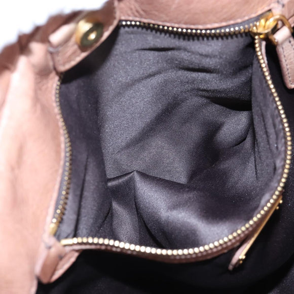 Miu Miu Hand Bag Leather 2way Pink Gold Auth 167747M