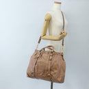 Miu Miu Hand Bag Leather 2way Pink Gold Auth 167747M-29