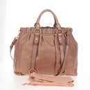 Miu Miu Hand Bag Leather 2way Pink Gold Auth 167747M-12
