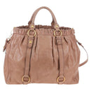 Miu Miu Hand Bag Leather 2way Pink Gold Auth 167747M-2