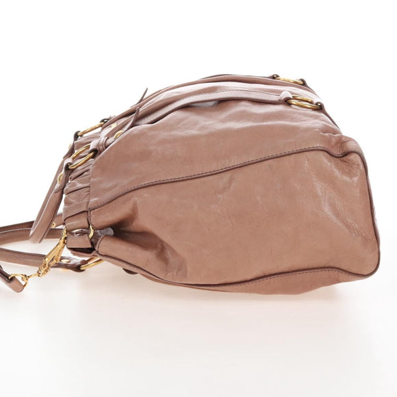 Miu Miu Hand Bag Leather 2way Pink Gold Auth 167747M