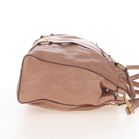 Miu Miu Hand Bag Leather 2way Pink Gold Auth 167747M