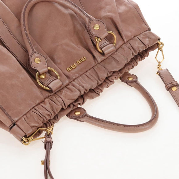 Miu Miu Hand Bag Leather 2way Pink Gold Auth 167747M