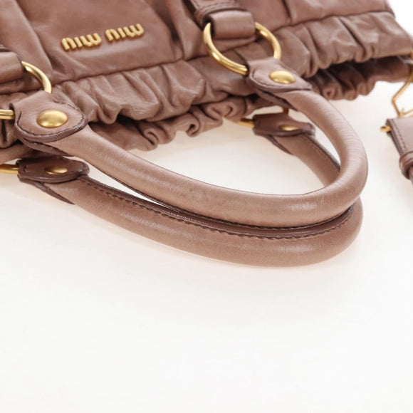 Miu Miu Hand Bag Leather 2way Pink Gold Auth 167747M