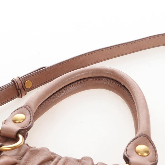 Miu Miu Hand Bag Leather 2way Pink Gold Auth 167747M
