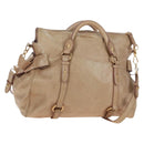 Miu Miu Hand Bag Leather 2way Beige Gold Auth 167748M-1