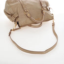 Miu Miu Hand Bag Leather 2way Beige Gold Auth 167748M-10
