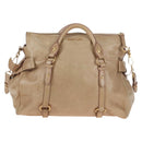 Miu Miu Hand Bag Leather 2way Beige Gold Auth 167748M-13