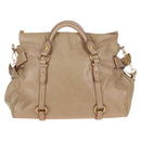 Miu Miu Hand Bag Leather 2way Beige Gold Auth 167748M-2
