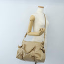 Miu Miu Hand Bag Leather 2way Beige Gold Auth 167748M-32