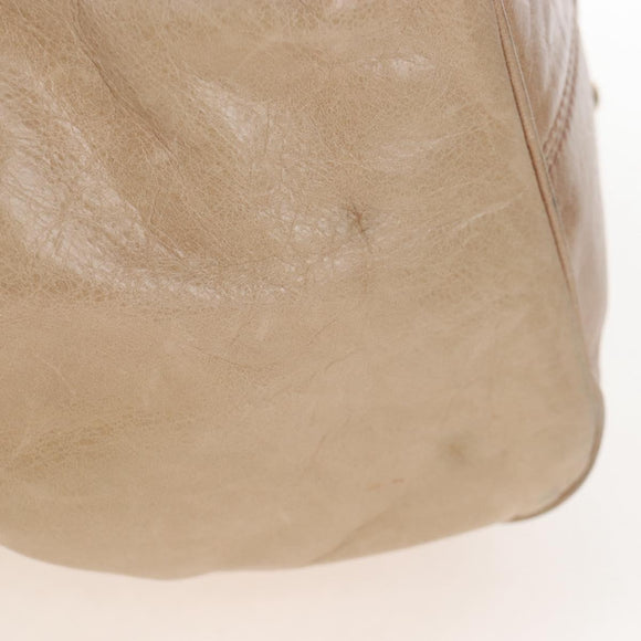 Miu Miu Hand Bag Leather 2way Beige Gold Auth 167748M