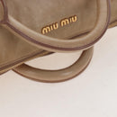 Miu Miu Hand Bag Leather 2way Beige Gold Auth 167748M-9