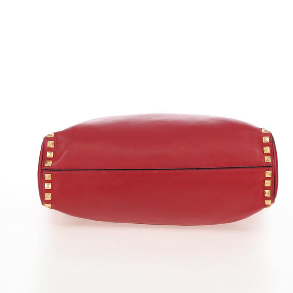 Miu Miu Tote Bag Leather 2way Red Gold Auth 167749M