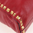 Miu Miu Tote Bag Leather 2way Red Gold Auth 167749M-17