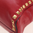 Miu Miu Tote Bag Leather 2way Red Gold Auth 167749M-18