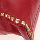 Miu Miu Tote Bag Leather 2way Red Gold Auth 167749M-19