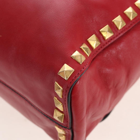 Miu Miu Tote Bag Leather 2way Red Gold Auth 167749M