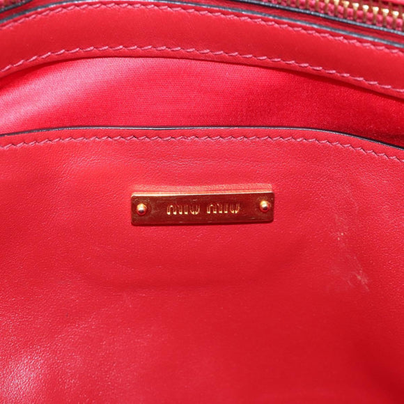 Miu Miu Tote Bag Leather 2way Red Gold Auth 167749M