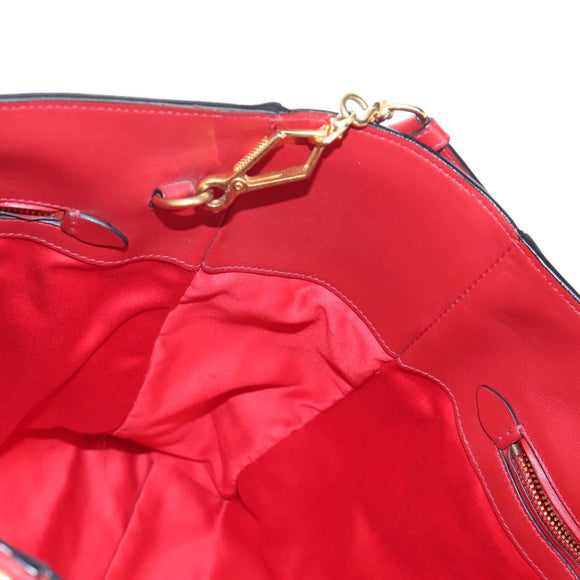 Miu Miu Tote Bag Leather 2way Red Gold Auth 167749M