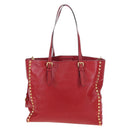 Miu Miu Tote Bag Leather 2way Red Gold Auth 167749M-2