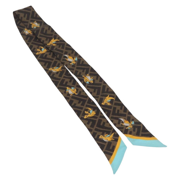 FENDI FENDI x FRGMT x POKÉMON Dragonite Scarf Silk Brown Auth 167750M