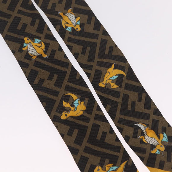 FENDI FENDI x FRGMT x POKÉMON Dragonite Scarf Silk Brown Auth 167750M