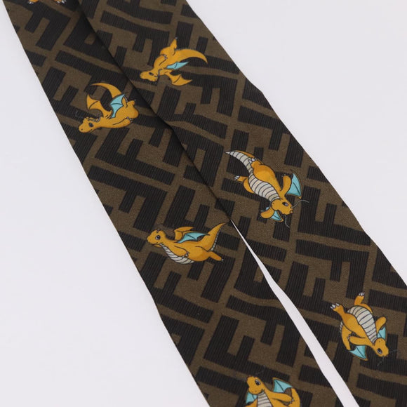 FENDI FENDI x FRGMT x POKÉMON Dragonite Scarf Silk Brown Auth 167750M