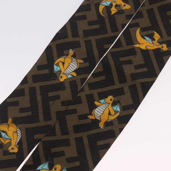 FENDI FENDI x FRGMT x POKÉMON Dragonite Scarf Silk Brown Auth 167750M