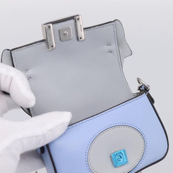 FENDI x FRGMT x POKEMON Nanobucket Chain Mini Dragon Leather Blue Auth 167751SM