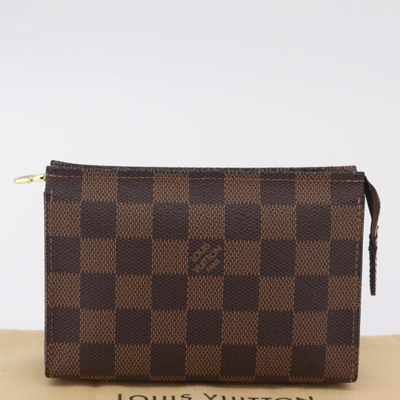 LOUIS VUITTON Damier Ebene Poche Toilette 15 Pouch N47548 LV Auth 167755M