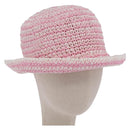 CHANEL Hat Straw M Pink CC Auth 167758M-1
