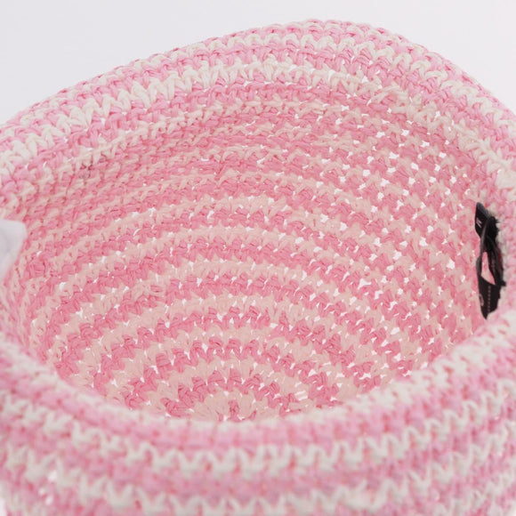 CHANEL Hat Straw M Pink CC Auth 167758M