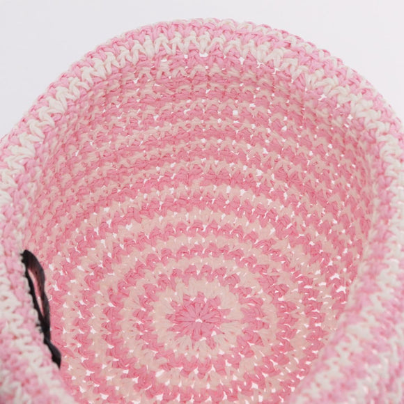 CHANEL Hat Straw M Pink CC Auth 167758M