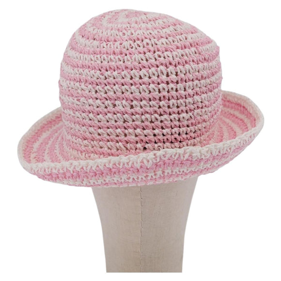 CHANEL Hat Straw M Pink CC Auth 167758M