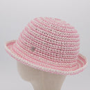 CHANEL Hat Straw M Pink CC Auth 167758M-4