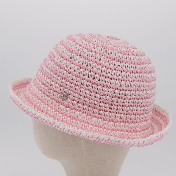 CHANEL Hat Straw M Pink CC Auth 167758M