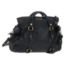 Miu Miu Hand Bag Leather 2way Black Gold Auth 167761M-1