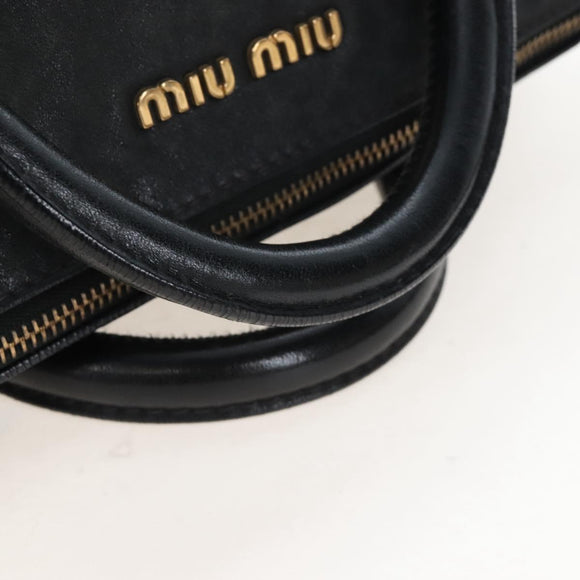 Miu Miu Hand Bag Leather 2way Black Gold Auth 167761M