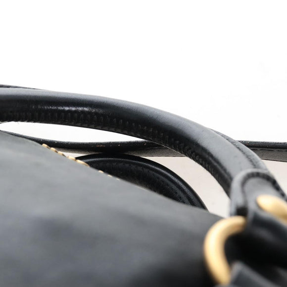 Miu Miu Hand Bag Leather 2way Black Gold Auth 167761M