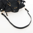 Miu Miu Hand Bag Leather 2way Black Gold Auth 167761M-8