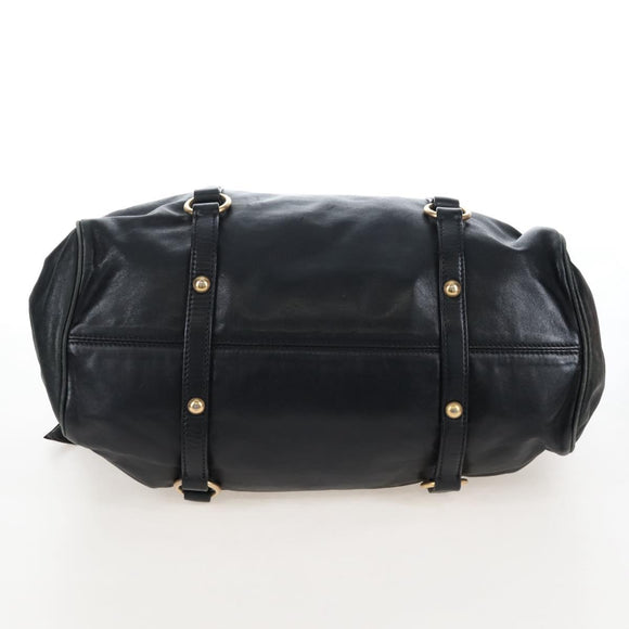Miu Miu Hand Bag Leather 2way Black Gold Auth 167761M