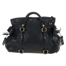 Miu Miu Hand Bag Leather 2way Black Gold Auth 167761M-13
