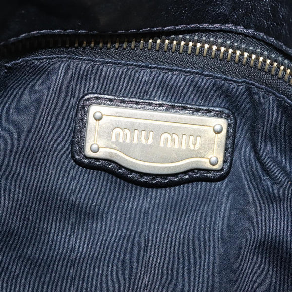 Miu Miu Hand Bag Leather 2way Black Gold Auth 167761M