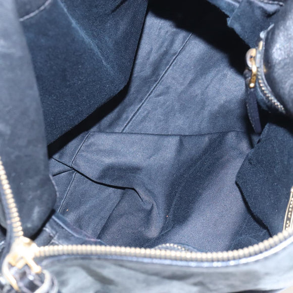 Miu Miu Hand Bag Leather 2way Black Gold Auth 167761M
