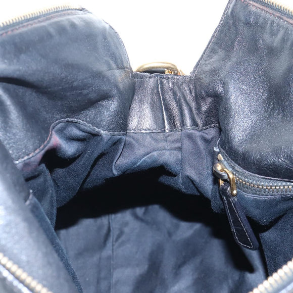 Miu Miu Hand Bag Leather 2way Black Gold Auth 167761M