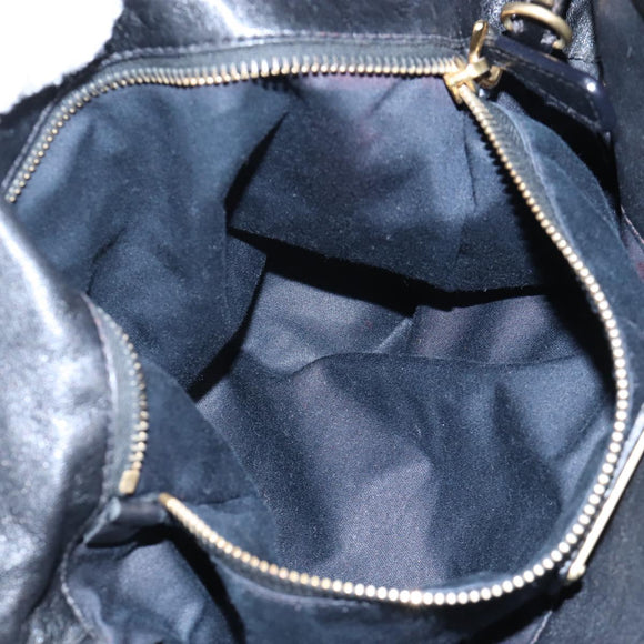 Miu Miu Hand Bag Leather 2way Black Gold Auth 167761M