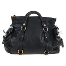 Miu Miu Hand Bag Leather 2way Black Gold Auth 167761M-2