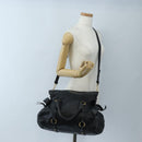 Miu Miu Hand Bag Leather 2way Black Gold Auth 167761M-31