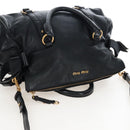 Miu Miu Hand Bag Leather 2way Black Gold Auth 167761M-6